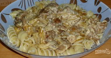 Рецепт Печени куриной, жаренной со сметаной