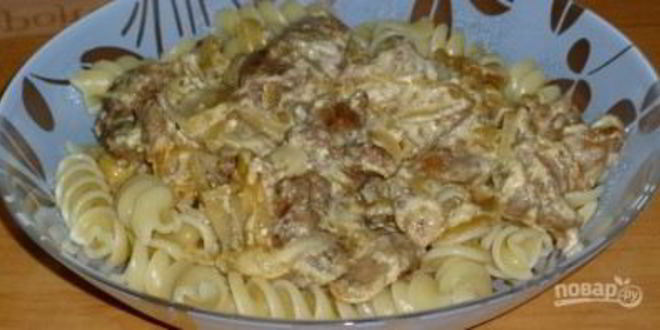 Рецепт печени куриной, жаренной со сметаной