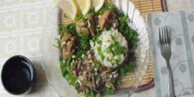 Рецепт печени с рисом и грибами