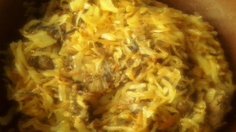 Как приготовить жареную капусту с куриной печенью