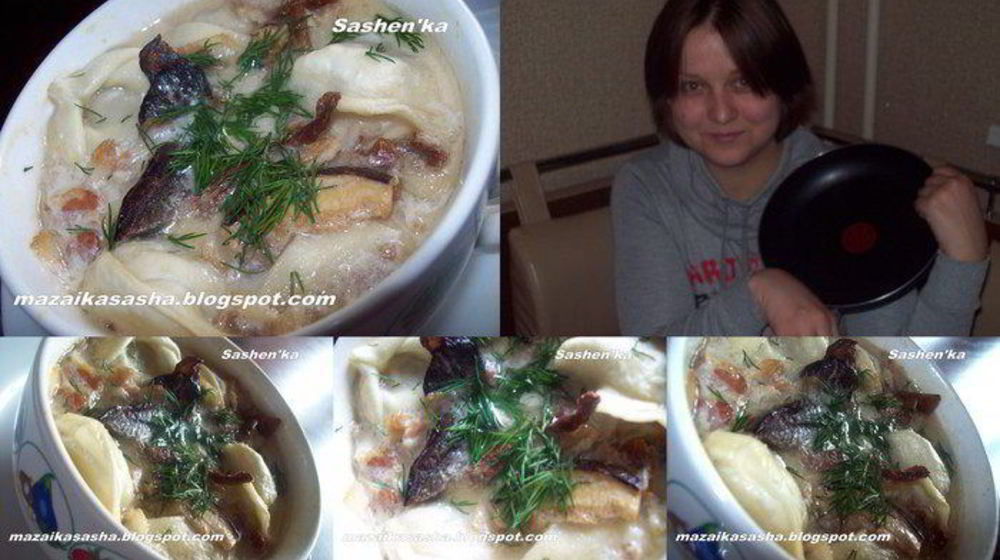 Как приготовить пельмени томленные в горшочке с беконом и лесными грибами