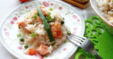 Рецепт Быстрого плова с рыбой и зеленым горошком