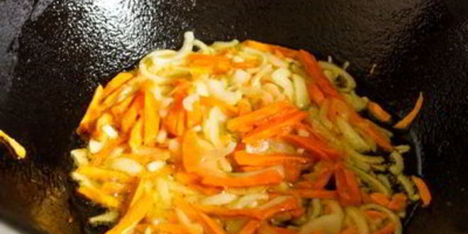 Рецепт овощного плова с лесными грибами и фасолью