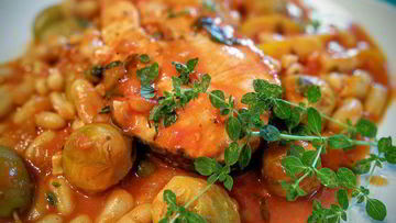 Рецепт Летнего овощного рагу с фасолью и лососем