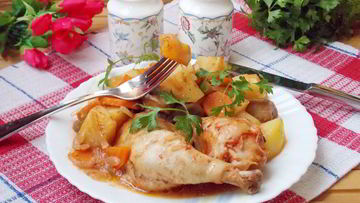 Рецепт Рагу из курицы с баклажанами в рукаве