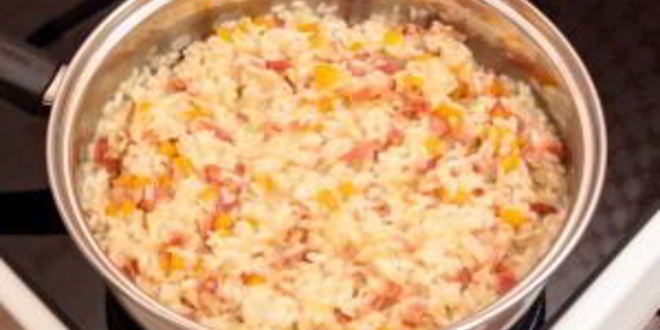 Рецепт ризотто с беконом и болгарским перцем