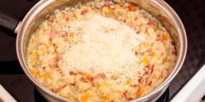 Рецепт ризотто с беконом и болгарским перцем