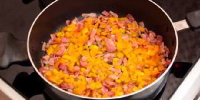 Рецепт ризотто с беконом и болгарским перцем