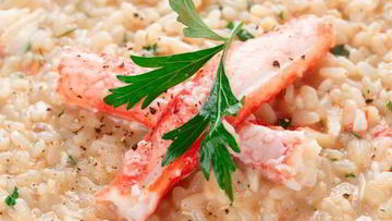 Рецепт Ризотто с крабовым мясом, шафраном и баклажанами