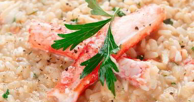 Рецепт Ризотто с крабовым мясом, шафраном и баклажанами