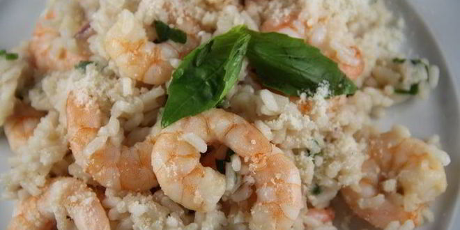 Рецепт ризотто с креветками и ароматными травами