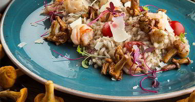 Рецепт Ризотто с лисичками и креветками в трюфельном соусе