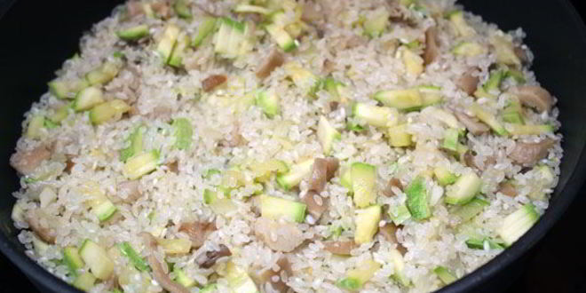 Рецепт зеленого ризотто с грибами