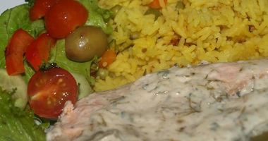 Рецепт Лосося с рисом и овощами в мультиварке