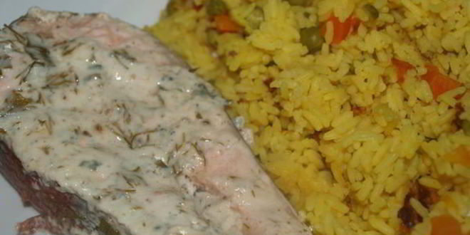 Рецепт лосося с рисом и овощами в мультиварке