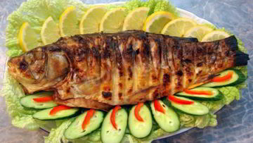 Рецепт Рыбы на костре на решетке на углях