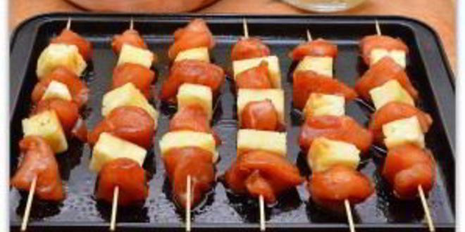 Рецепт куриного шашлыка с ананасом