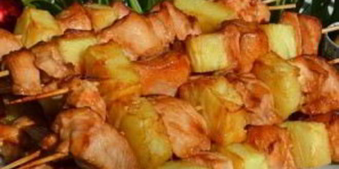 Рецепт куриного шашлыка с ананасом