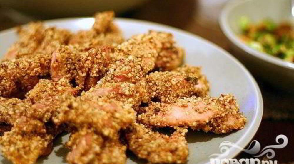 Как приготовить куриный шашлык в панировке с салатом