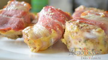 Рецепт Куриных шашлычков в беконе на шпажках