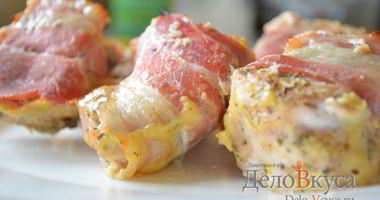 Рецепт Куриных шашлычков в беконе на шпажках