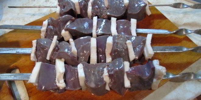 Рецепт нежного шашлыка из печени