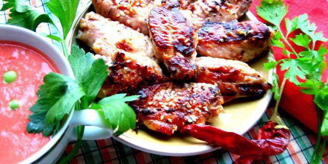 Рецепт шашлычков из крылышек и томатный соус