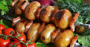 Рецепт Шашлыка из картофеля с салом