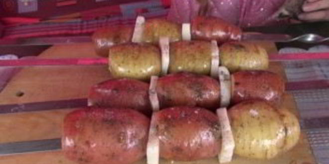 Рецепт шашлыка из картофеля с салом