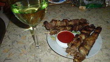 Рецепт Шашлыка в белом вине на сковороде