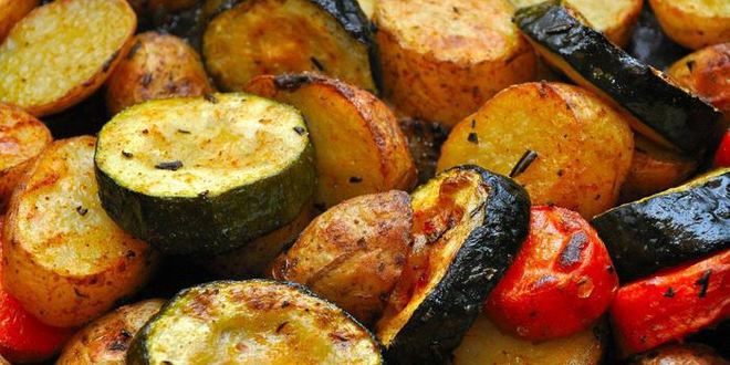 Рецепт шницеля и печеные овощи