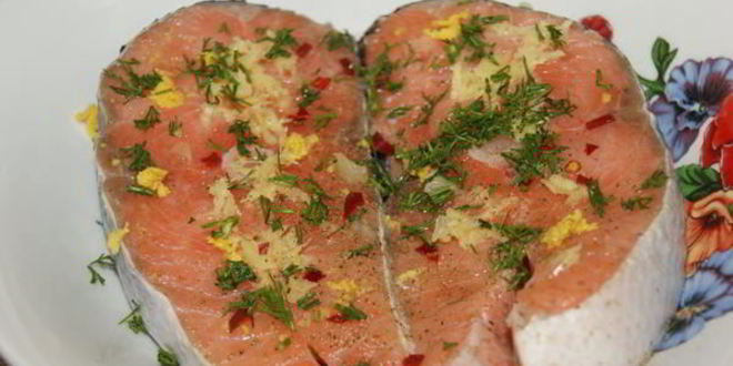 Рецепт стейка из семги на гриле