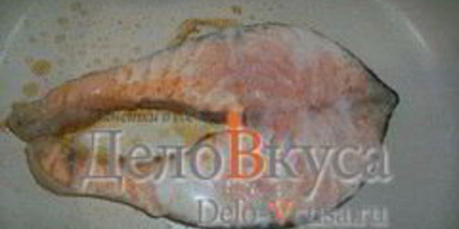Рецепт жареного стейка из семги без масла
