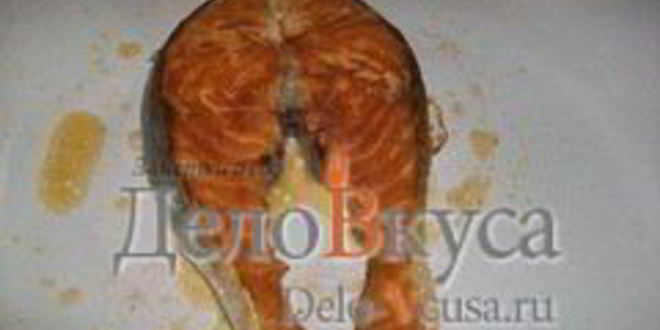 Рецепт жареного стейка из семги без масла