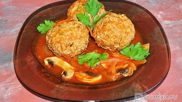Рецепт Тефтелей с грибами в томатном соусе