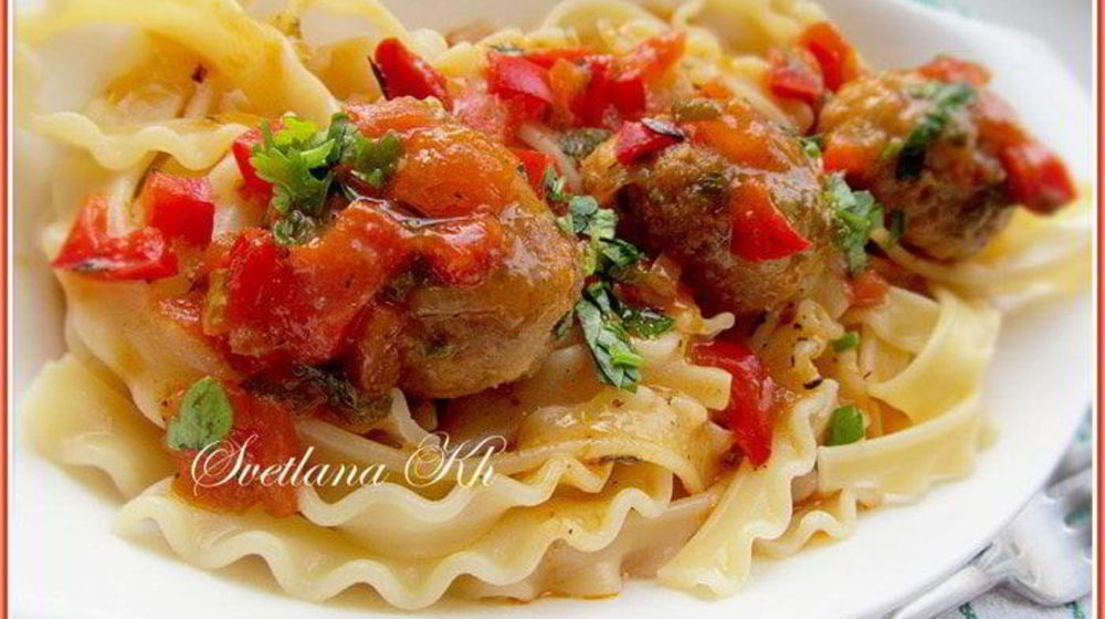 Как приготовить тефтельки с пастой мафальдине в пикантном соусе