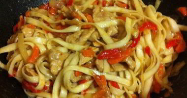 Рецепт Яичной китайской лапши вок со свининой