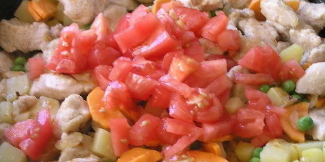 Рецепт быстрого жаркого из курицы с овощами