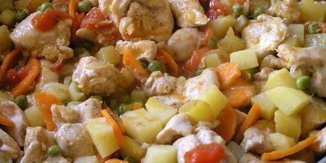 Рецепт быстрого жаркого из курицы с овощами