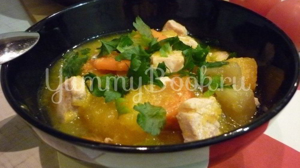 Как приготовить легкое жаркое с тыквой и индейкой