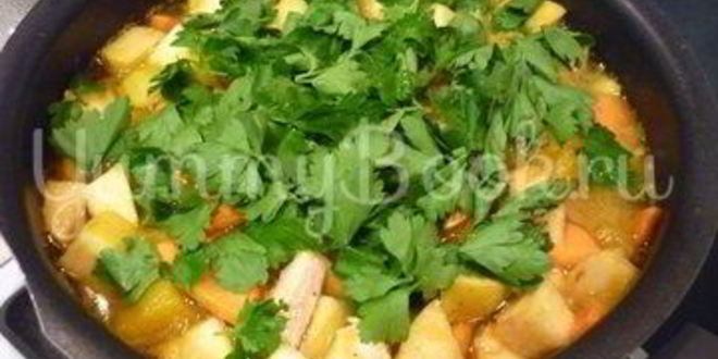 Рецепт легкого жаркого с тыквой и индейкой