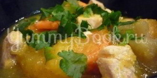 Рецепт легкого жаркого с тыквой и индейкой