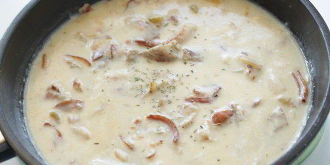 Рецепт мясного жаркого в соусе из сливок и белого вина