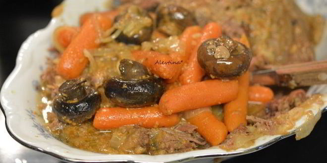 Рецепт жаркого из говядины с грибами