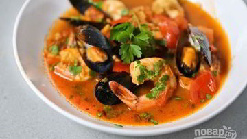 Рецепт Жаркого с рыбой и морепродуктами в томатном соусе