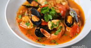 Рецепт Жаркого с рыбой и морепродуктами в томатном соусе