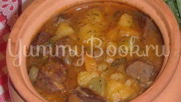 Рецепт Жаркого с сердцем и солеными огурцами