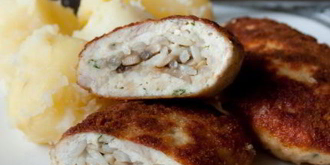 Рецепт куриных зраз с рисом и грибами