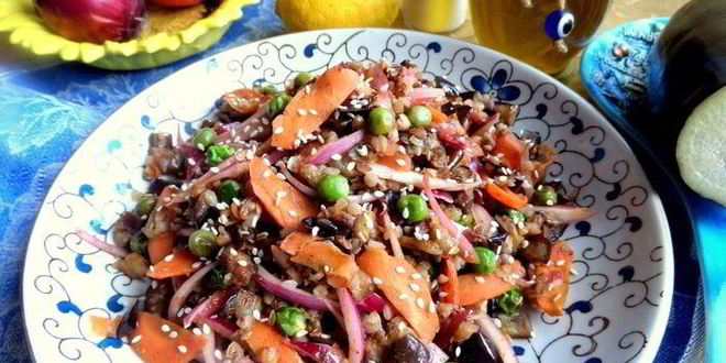 Рецепт гречки с баклажаном и морковкой