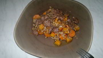 Рецепт Гречневой каши с тыквой, морковью и сердцем кролика